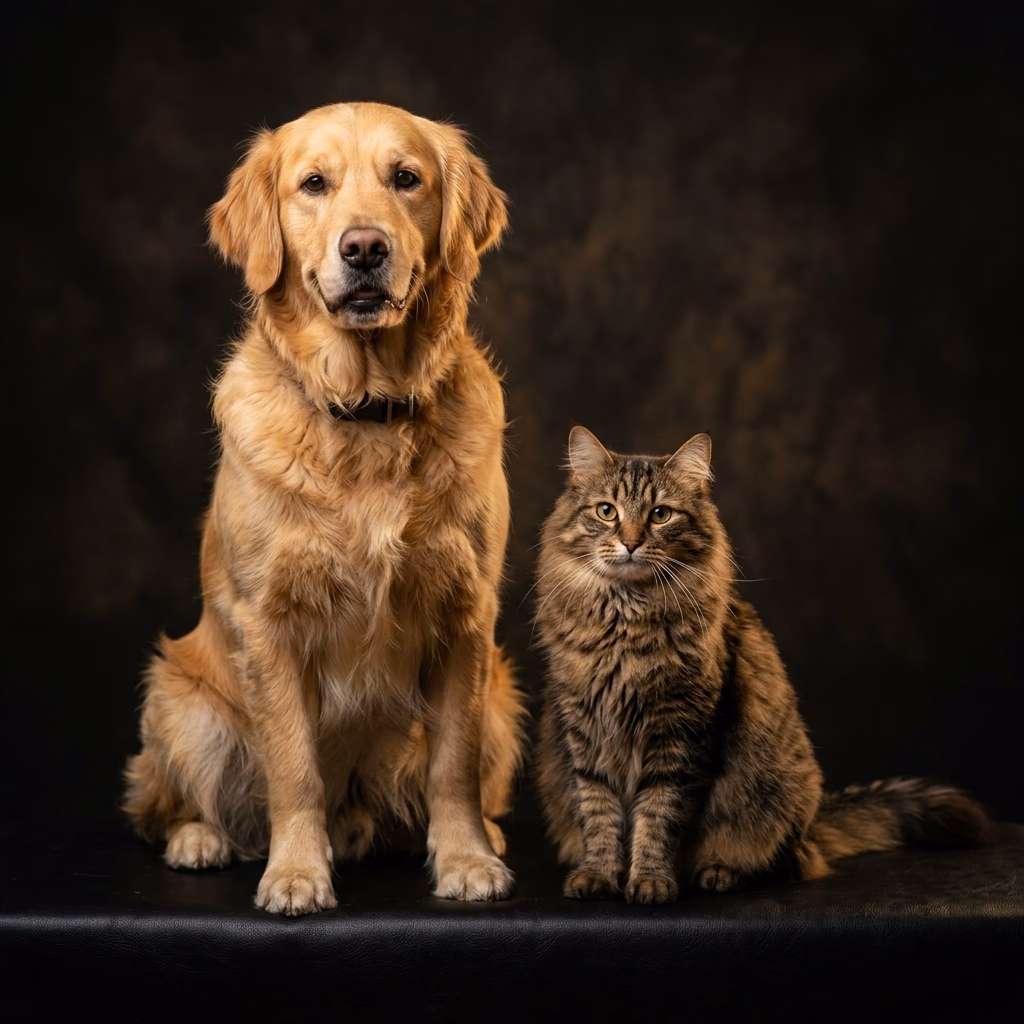 Golden Retriever and Cat - La Magnificia